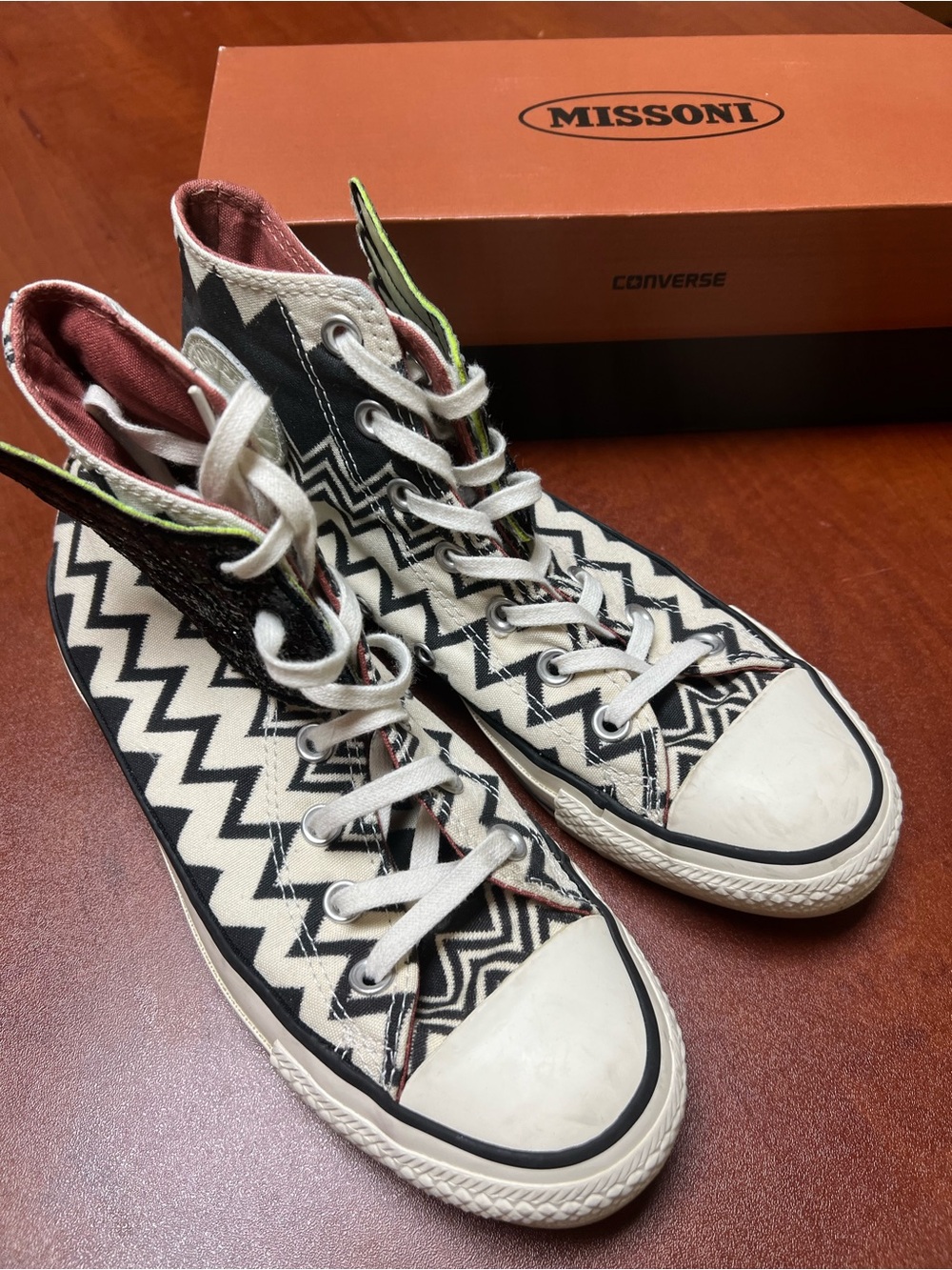 Missoni x Converse Black and Egret Hi Top Sneakers with Wing accessories